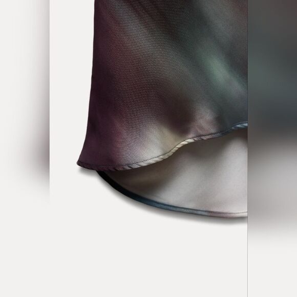 NWT ZARA SATIN printβmidi dress with cape blue and brown Included Cape - Picture 13 of 15